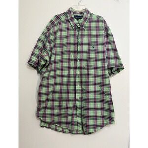 Polo Ralph Lauren Blake Plaid Short Sleeve Shirt Mens XL Green Preppy Tartan